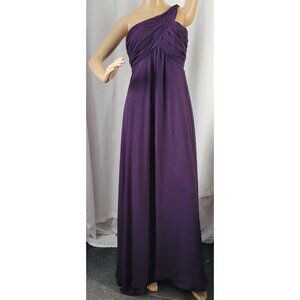Bill Levkoff Gown One Shoulder sz 10 Purple Plum sash formal prom wedding bridal